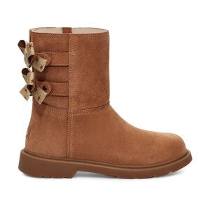 UGG Tillee Tan Suede kids Boots with Bow Detail and zipper